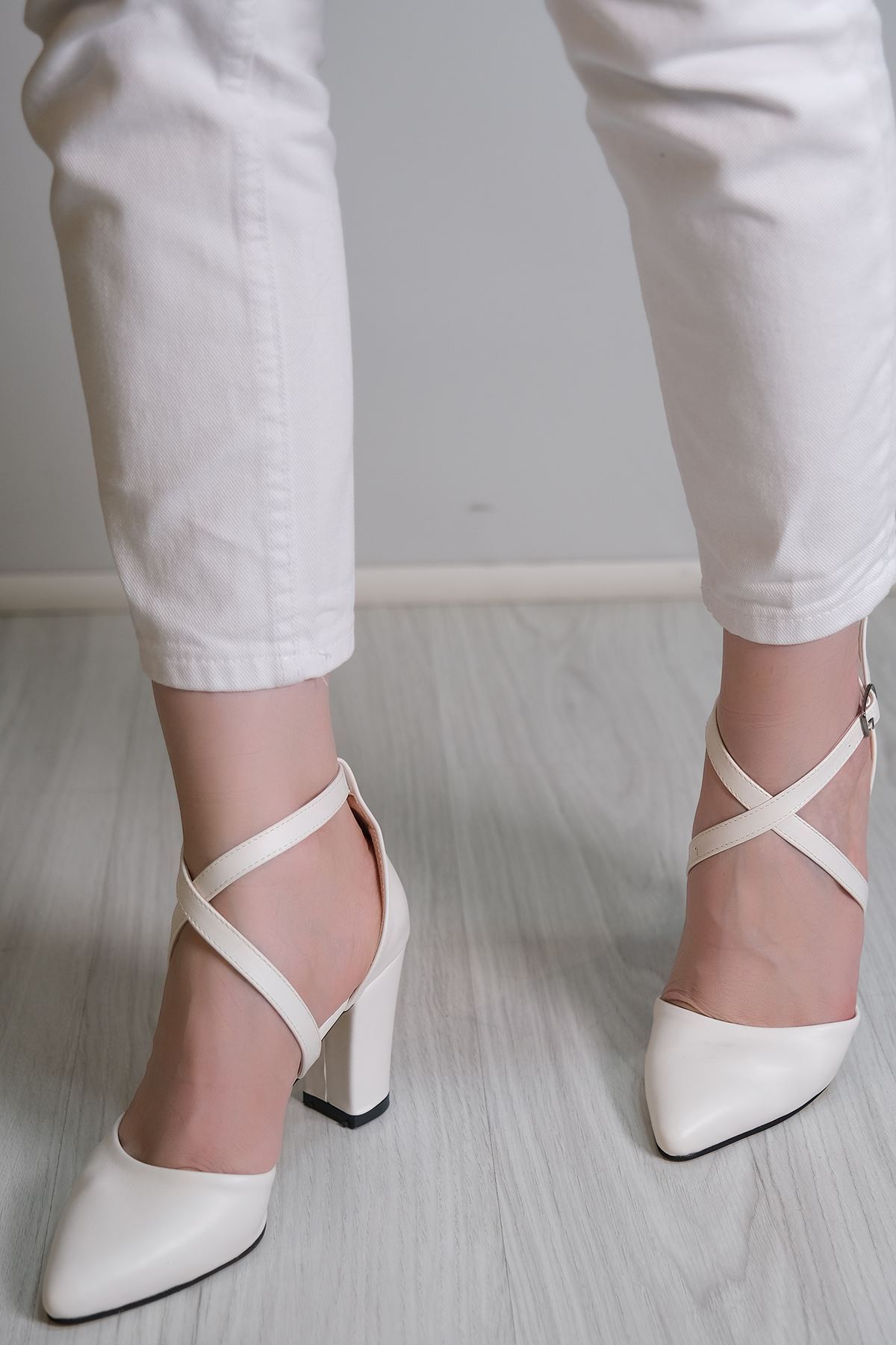 7 Cm Topuklu Ayakkabı Beyaz - 5179.264.