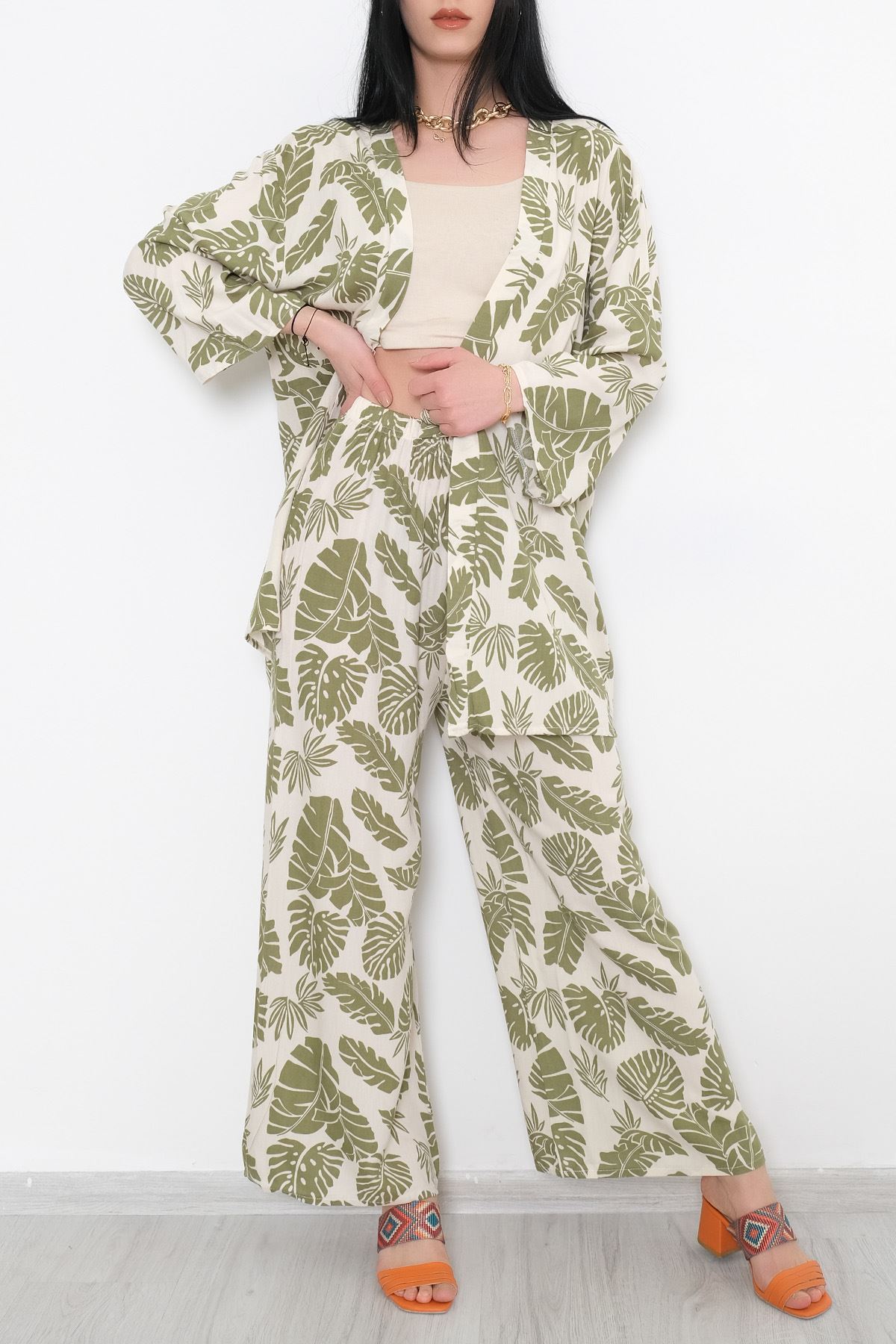 Kimono Takım Yeşilbeyaz - 10553.1095.