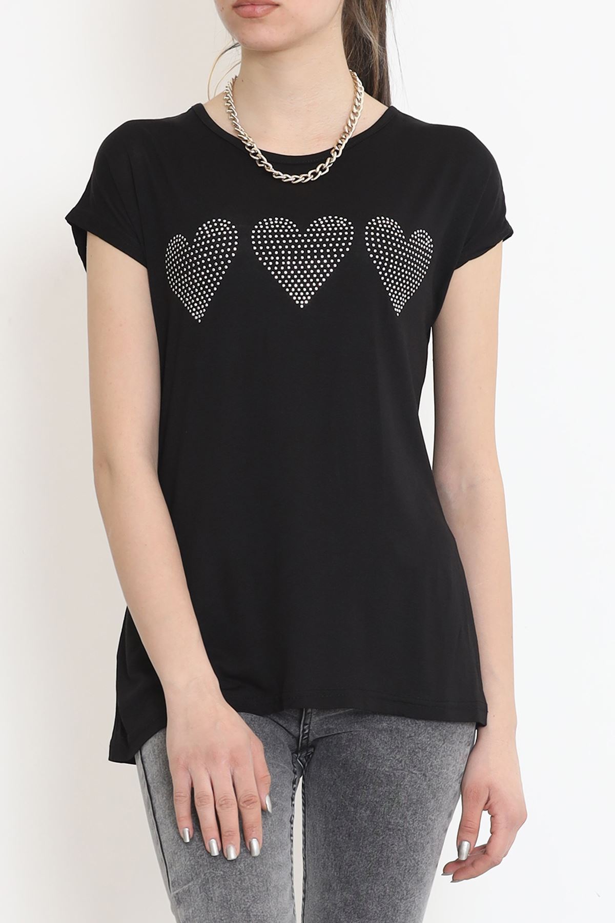 Kalp İşlemeli Bluz Siyah - 17128.599.