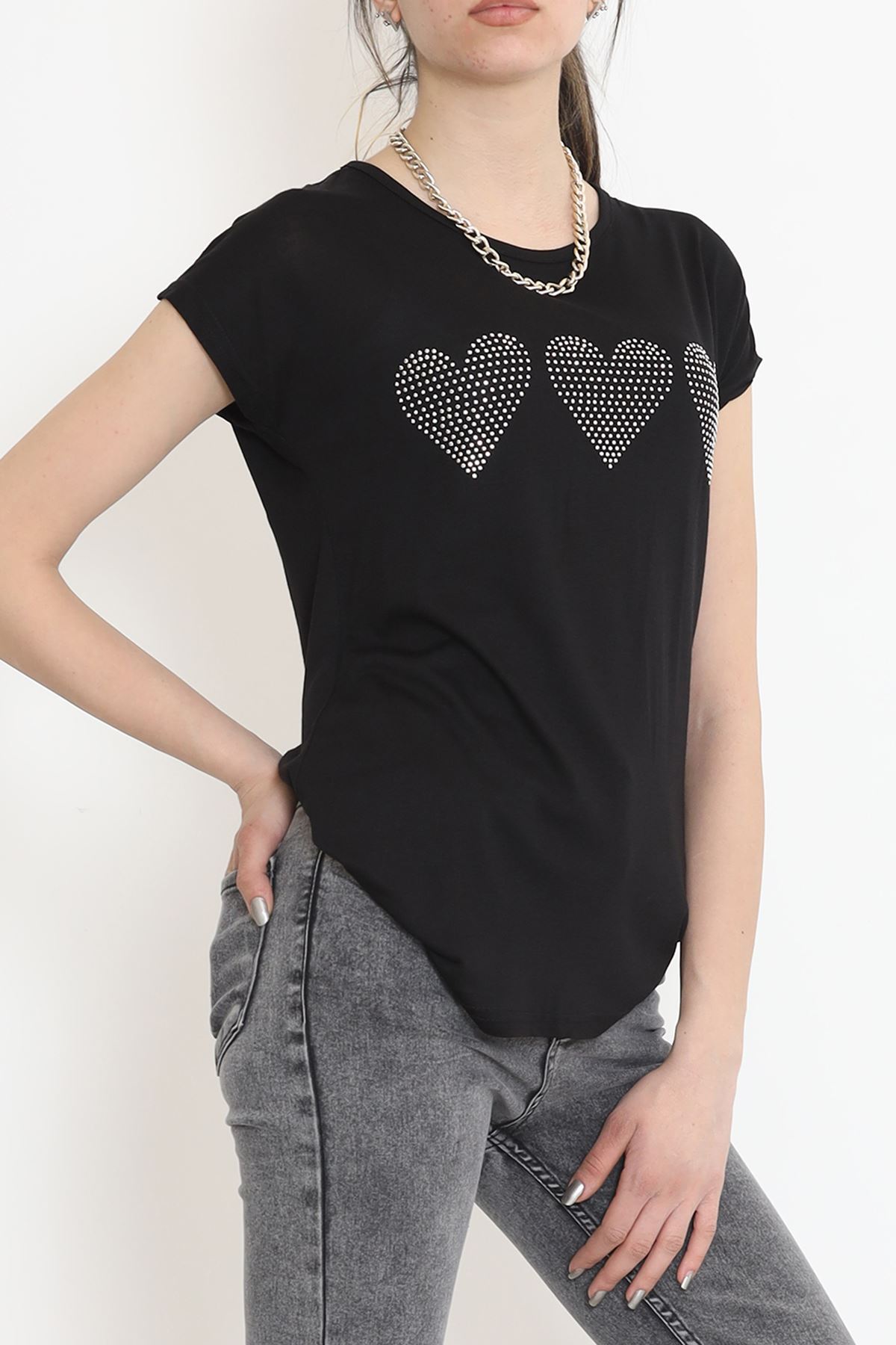 Kalp İşlemeli Bluz Siyah - 17128.599.