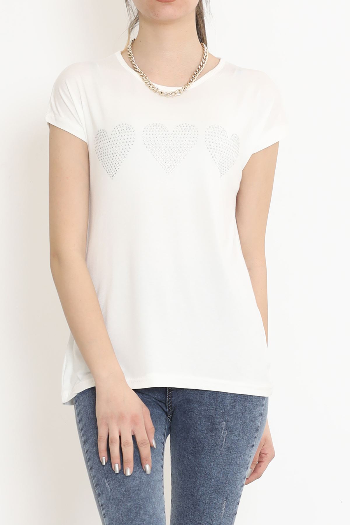 Kalp İşlemeli Bluz Beyaz - 17128.599.