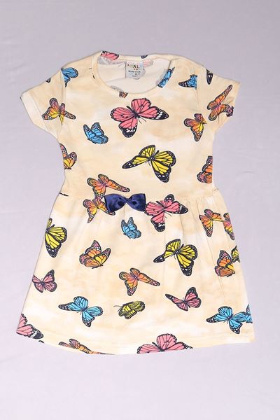 3-8 Yaş Desenli Elbise Bej - 360.1776.