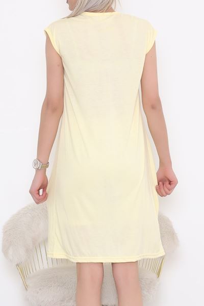 Desenli Gecelik Elbise Sarı - 240.1287.
